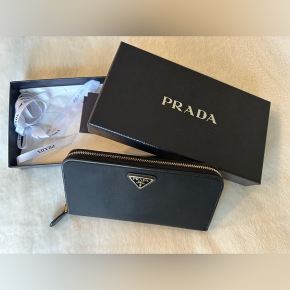 Prada Nylon Zip Around Long Wallet - Black - Picture 3 of 6